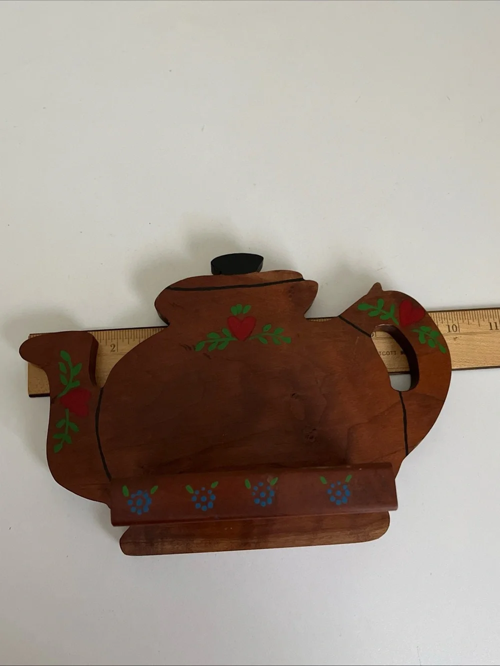 Vintage Rustic Wooden Shelf Teapot Cutout Cottage Core Granny Farmhouse Country